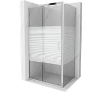 Mexen Apia cabine de douche coulissante 90 x 100 cm, bandes blanches, chromé - 840-090-100-01-20 4354 5907709121416