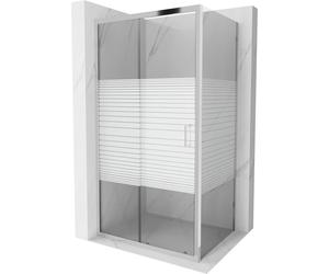 Mexen Apia cabine de douche coulissante 90 x 100 cm, bandes blanches, chromé - 840-090-100-01-20 4354 5907709121416