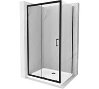 Mexen Apia cabine de douche coulissante 90 x 100 cm, transparente, noire + receveur Flat, blanc - 840-090-100-70-00-4010B 14804 5907709152786