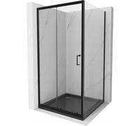 Mexen Apia cabine de douche coulissante 90 x 90 cm, transparente, noire + bac à douche plat, noir - 840-090-090-70-00-4070B 14827 5907709153011