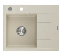 Mexen Ben Évier en granit 1 bac avec égouttoir, gauche 600 x 500 mm, beige, siphon chromé - 6522605000-69 53245 5905315949066