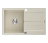 Mexen Bruno évier en granit 1 bac avec égouttoir 795 x 495 mm, beige, siphon chromé - 6513791010-69 3597 5907709194656