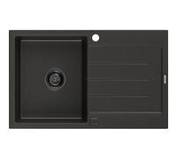Mexen Bruno évier en granit à 1 bac avec égouttoir 795 x 495 mm, noir/doré métallisé, siphon noir - 6513791010-75-B 16359 5905315013347