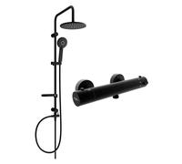 Mexen Carl ensemble de douche en saillie avec pomme de douche et robinet de douche thermostatique Kai, noir - 77100240-70 5974 5907709180581