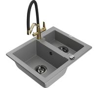 Mexen Carlos évier en granit 1,5 bac avec robinet de cuisine Duo, gris - 6518-71-671701-57-B 23043 5905315055699