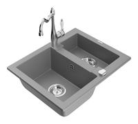 Mexen Carlos évier en granit 1,5 cuve avec robinet de cuisine Carla, gris - 6518-71-670700-00 18801 5905315042279