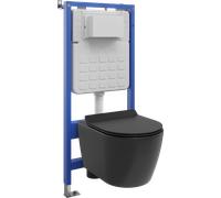 Mexen Carmen ensemble encastré WC cadre pneumatique Tex Air Slim avec cuvette WC Tornado et abattant à fermeture douce, noir 101504 5907931048970