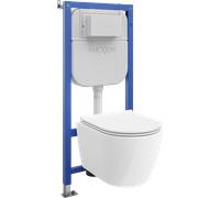 Mexen Carmen ensemble WC encastré Tex Air E avec un cadre pneumatique, une cuvette WC et un abattant à fermeture douce, blanc 101427 5907931047720