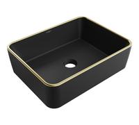 Mexen Catia lavabo à poser 48 x 37 cm, noir mat/bord doré - 21314875 21918 5907709156968