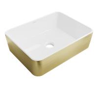 Mexen Catia lavabo à poser 48 x 38 cm, blanc/doré motif lignes - 21314817 21914 5907709156920
