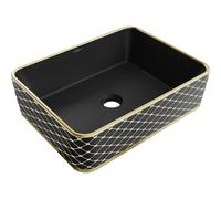 Mexen Catia lavabo sur plan 48 x 37 cm, noir mat/motif grille doré - 21314879 21922 5907709157002