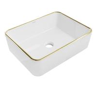 Mexen Catia vasque à poser 48 x 37 cm, blanc/or bord doré - 21314805 21910 5907709156883