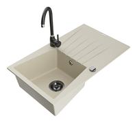 Mexen Cesar évier de cuisine en granit 1 cuve avec égouttoir et robinet de cuisine Telma, beige - 6514-69-670200-70 18422 5905315015624