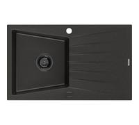 Mexen Cesar évier en granit 1 bac avec égouttoir 775 x 470 mm, noir/doré métallique, siphon noir - 6514771010-75-B 16366 5905315013415