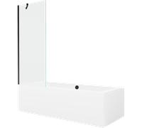 Mexen Cube baignoire rectangulaire 170 x 80 cm avec habillage et paravent 1 battant 70 cm, transparent, noir 21966 5905315201645