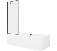 Mexen Cube baignoire rectangulaire 170 x 80 cm avec habillage et paravent à 1 panneau 70 cm, motif noir - 550517080X9507007070 21972 5905315201706