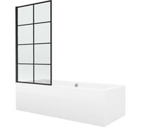 Mexen Cube baignoire rectangulaire 170 x 80 cm avec habillage et paravent à 1 panneau de 70 cm, motif noir 12944 5907709161740