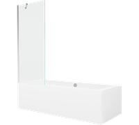 Mexen Cube baignoire rectangulaire 170 x 80 cm avec habillage et paravent à 1 volet 70 cm, transparent, chrome 21954 5905315201522