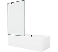 Mexen Cube baignoire rectangulaire 170 x 80 cm avec habillage et pare-baignoire 1 volet 100 cm, motif noir 21975 5905315201737