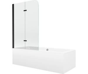 Mexen Cube baignoire rectangulaire 170 x 80 cm avec habillage et paroi à 2 volets 80 cm, transparent, noir 12936 5907709161672