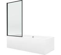 Mexen Cube baignoire rectangulaire 170 x 80 cm avec panneau et paravent à 1 battant 80 cm, motif noir - 550517080X9308017070 12950 5907709161771