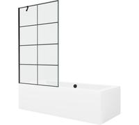 Mexen Cube baignoire rectangulaire 170 x 80 cm avec tablier et pare-baignoire 1 volet 100 cm, motif noir - 550517080X9510007077 21981 5905315201799