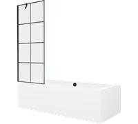Mexen Cube baignoire rectangulaire 170 x 80 cm avec tablier et pare-bain à 1 volet 70 cm, motif noir - 550517080X9507007077 21978 5905315201768