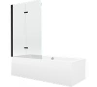 Mexen Cube baignoire rectangulaire 170 x 80 cm avec tablier et paroi de douche à 2 battants 100 cm, transparent, noir 12938 5907709161696