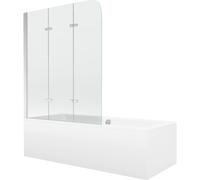 Mexen Cube baignoire rectangulaire 180 x 80 cm avec habillage et paravent 3 volets 120 cm, transparent, chrome 12964 5907709107755