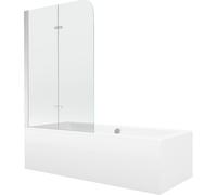 Mexen Cube baignoire rectangulaire 180 x 80 cm avec habillage et paravent à 2 volets de 80 cm, transparent, chrome 12958 5907709161825