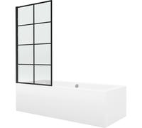 Mexen Cube baignoire rectangulaire 180 x 80 cm avec habillage et pare-baignoire 1 volet 70 cm, motif noir - 550518080X9307017077 12973 5907709161900