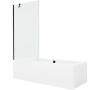 Mexen Cube baignoire rectangulaire 180 x 80 cm avec habillage et pare-baignoire à 1 battant 90 cm, transparent, noir 21998 5905315201966