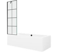 Mexen Cube baignoire rectangulaire 180 x 80 cm avec habillage et pare-douche à 1 panneau 60 cm, motif noir 22007 5905315202055