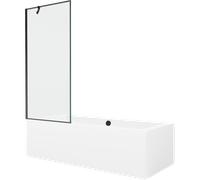 Mexen Cube baignoire rectangulaire 180 x 80 cm avec habillage et paroi de douche 1 panneau 80 cm, motif noir 22003 5905315202017