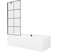 Mexen Cube baignoire rectangulaire 180 x 80 cm avec panneau et paravent à 1 volet 80 cm, motif noir - 550518080X9508007077 22009 5905315202079