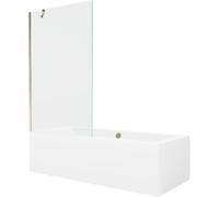 Mexen Cube baignoire rectangulaire 180 x 80 cm avec tablier et paroi 1 volet 100 cm, transparent, doré - 550518080X9510000050 21993 5905315201911