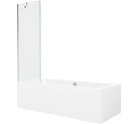 Mexen Cube baignoire rectangulaire 180 x 80 cm avec tablier et paroi d'une porte 60 cm, transparent, chrome 21983 5905315201812