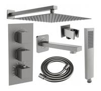 Mexen Cube DR02 ensemble baignoire-douche encastrée avec pomme de douche 25 cm, graphite - 77503DR0225-66 6412 5907709136694