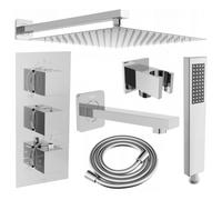 Mexen Cube DR02 ensemble bain-douche encastré avec pomme de douche 30 cm, chrome - 77503DR0230-00 6400 5907709105782