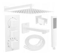 Mexen Cube DR02 ensemble bain-douche encastré avec pomme de douche de 30 cm, blanc - 77503DR0230-20 6402 5907709136472