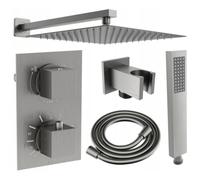 Mexen Cube DR02 ensemble de douche encastré avec pomme de douche 25 cm, gun gray brossé - 77502DR0225-66 6411 5907709136670