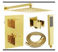 Mexen Cube DR02 ensemble de douche encastrée avec pomme de douche 30 cm, doré - 77502DR0230-50 6391 5907709136526