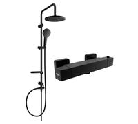 Mexen Erik ensemble de douche en saillie avec tête de douche et mélangeur thermostatique Cube, noir - 77200205-70 5989 5907709180734
