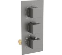 Mexen Cube mitigeur thermostatique bain-douche à 3 sorties, gris canon brossé - 77503-66 408 5907709119062