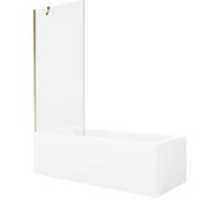 Mexen Cubik baignoire rectangulaire 150 x 70 cm avec habillage et pare-douche à 1 volet 80 cm, transparent, doré 22093 5905315203199