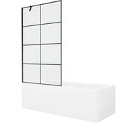 Mexen Cubik baignoire rectangulaire 150 x 70 cm avec habillage et paroi de douche 1 volet 100 cm, motif noir 22113 5905315203397