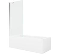 Mexen Cubik baignoire rectangulaire 150 x 70 cm avec habillage et paroi de douche à 1 volet 80 cm, transparent, chrome 22087 5905315203137