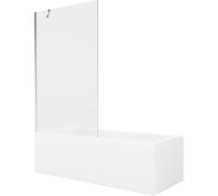 Mexen Cubik baignoire rectangulaire 150 x 70 cm avec revêtement et paravent à 1 panneau de 100 cm, transparent, chrome 22089 5905315203151