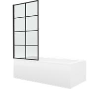 Mexen Cubik baignoire rectangulaire 150 x 70 cm avec tablier et pare-douche 1 volet 70 cm, motif noir - 550315070X9307017077 13000 5907709162068