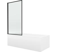 Mexen Cubik baignoire rectangulaire 150 x 70 cm avec tablier et paroi de douche à 1 volet 80 cm, motif noir 13008 5907709162099